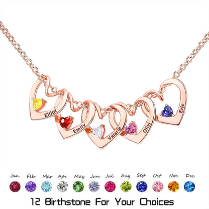 Personalized Heart Birthstone Necklace