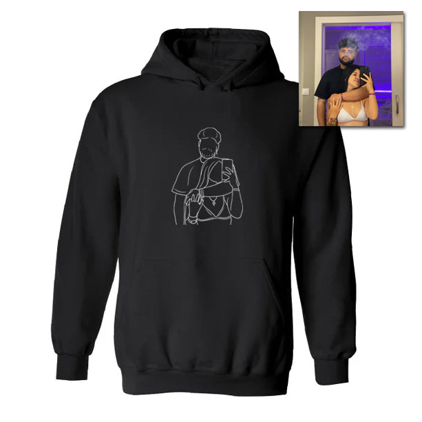 💝PERSONALIZED PHOTO LINE DRAWING HOODIE ♥ CREWNECK