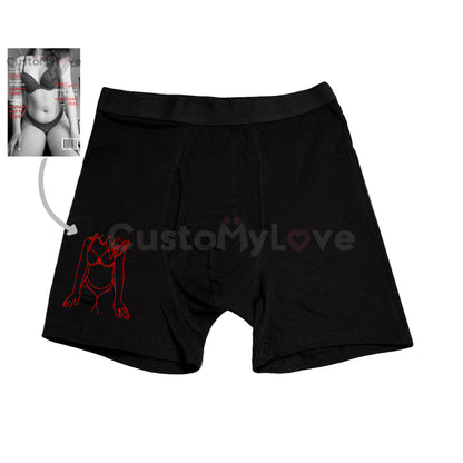 Personalized Photo Line Drawing Men's Underwear Boxers