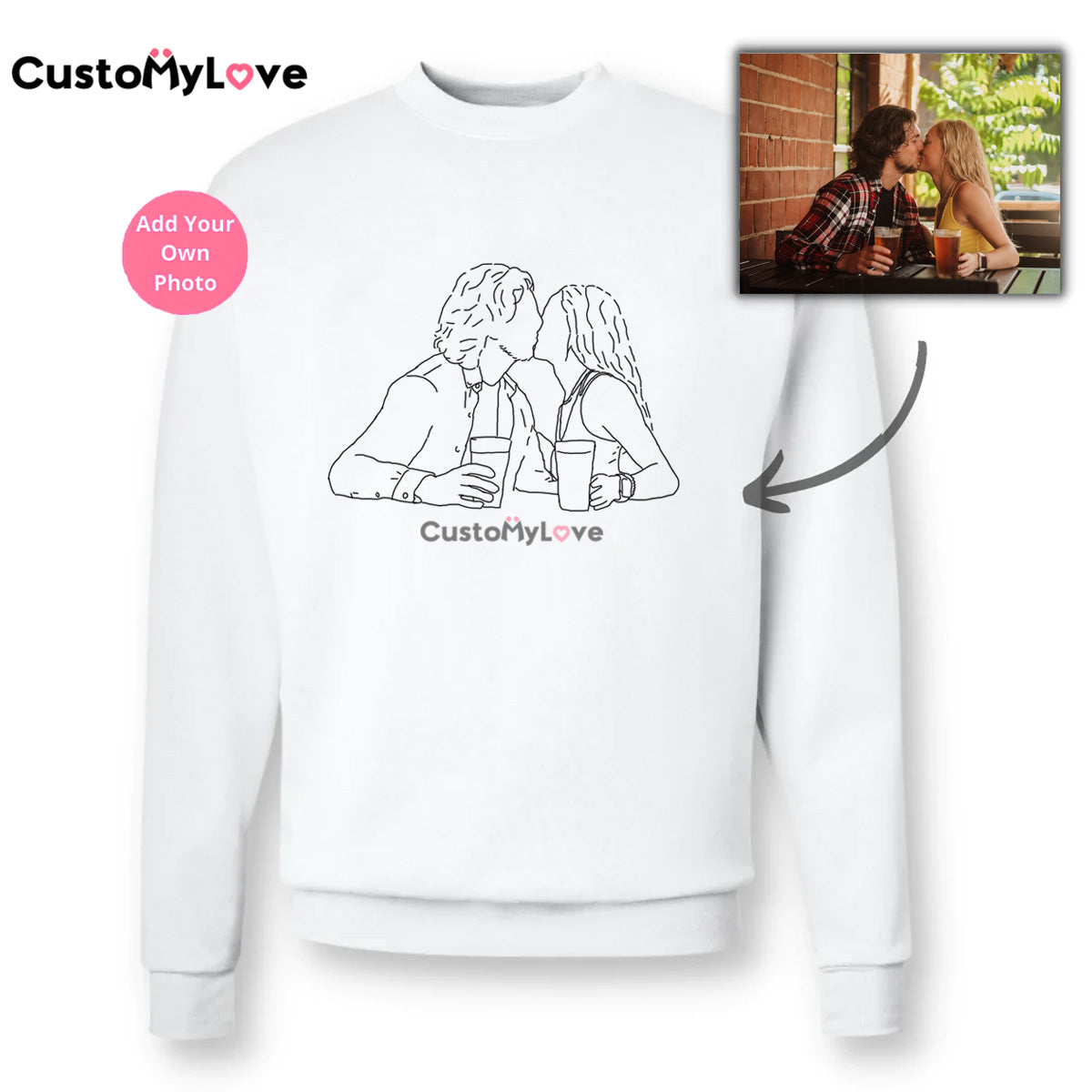 50% OFFđ„PERSONALIZED PHOTO LINE DRAWING HOODIEđSWEATSHIRT