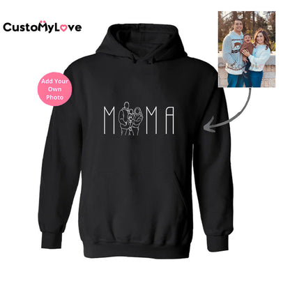 💝PERSONALIZED MAMA OUTLINE  DRAWING HOODIE ♥ CREWNECK
