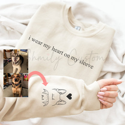 PERSONALIZED "HEART ON MY SLEEVE"PET EARS OUTLINE & NAME